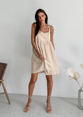 Linen Charm Adjustable Strap Dress