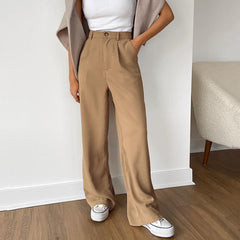 Autumn French Casual Women Clothing: Office Cotton Work Pant – Straight Leg Pants