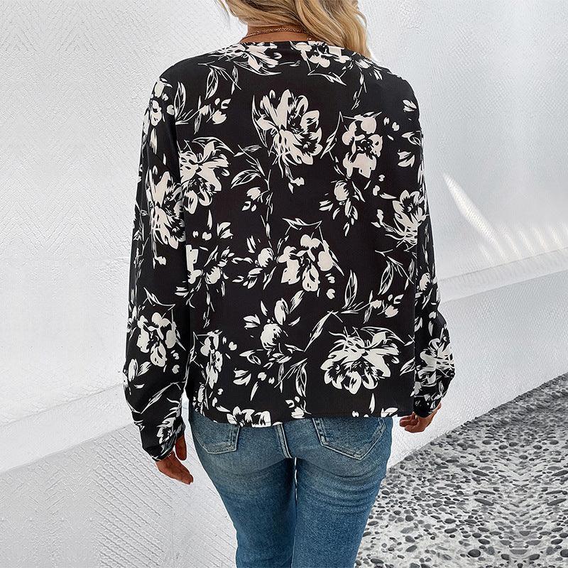 Autumn Women Wear Printed Black Shirt for Women