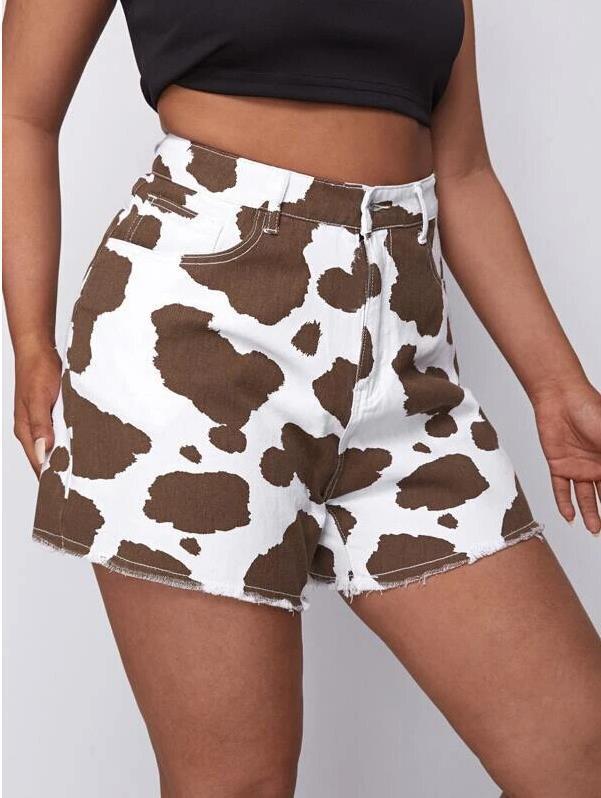 Cowboy Style Brown Cow Print Shorts