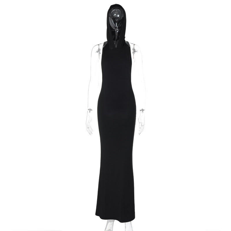 Spring Sexy Backless Hooded Slim Fit Sleeveless Dress for Women – Trendy Fashion Statement