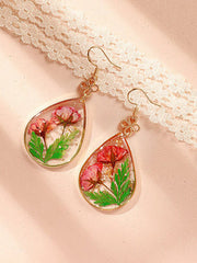 Red Rose Resin Drop Earrings