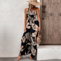 Summer Women Clothing Printing Tube Top Jumpsuit