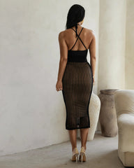 Summer Women Clothing Sexy Sling Bare Back Jumpsuit Hollow Out Knitted Skirt Set