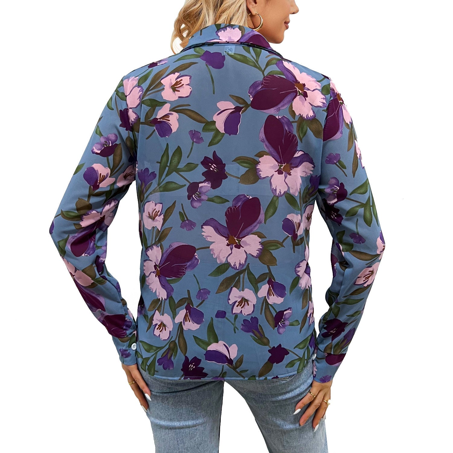 Women’s Spring Summer Floral Printed Top – Trendy Flower Shirt