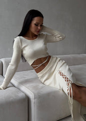 Isabella Knit Wrap Top and Lace-Up Skirt Set