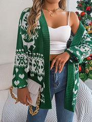 Snowflake Heart elk Pattern Knit Cardigan