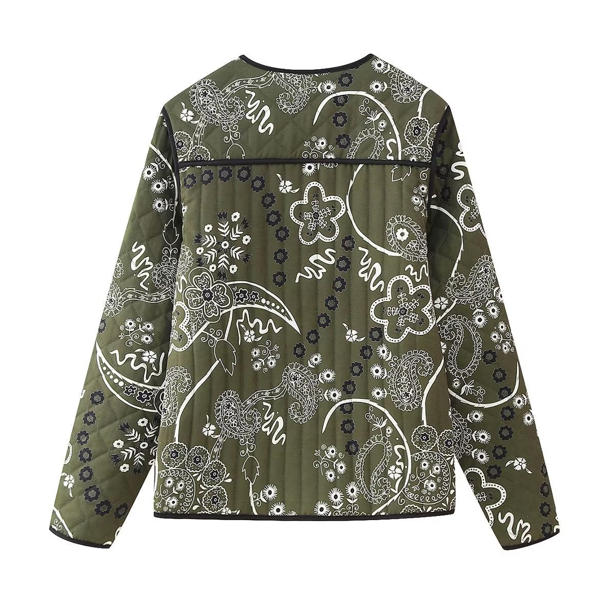 Ethnic Floral Print Quilted Jacket