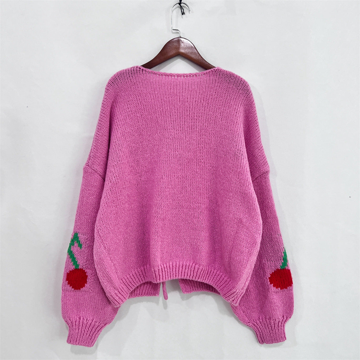 Cherry Knit Lace-Up Cardigan