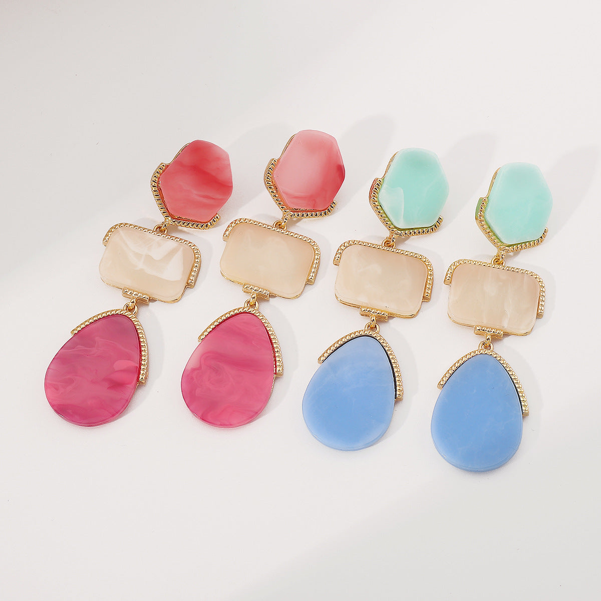 Imitation Stone Grain Color Match Earrings