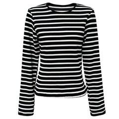 Spring Striped Long Sleeved shirt Women Slim Fit Slimming Inner Bottoming Shirt Top