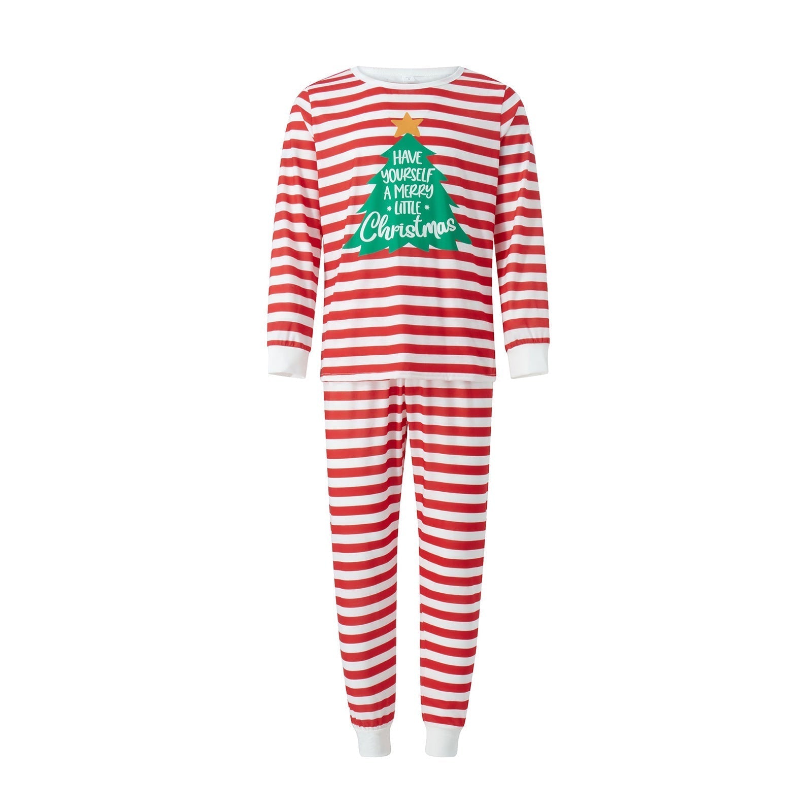 Red and White Striped Christmas Tree Fmalily Matching Pajamas Sets