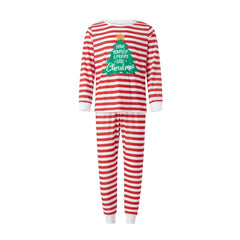 Red and White Striped Christmas Tree Fmalily Matching Pajamas Sets