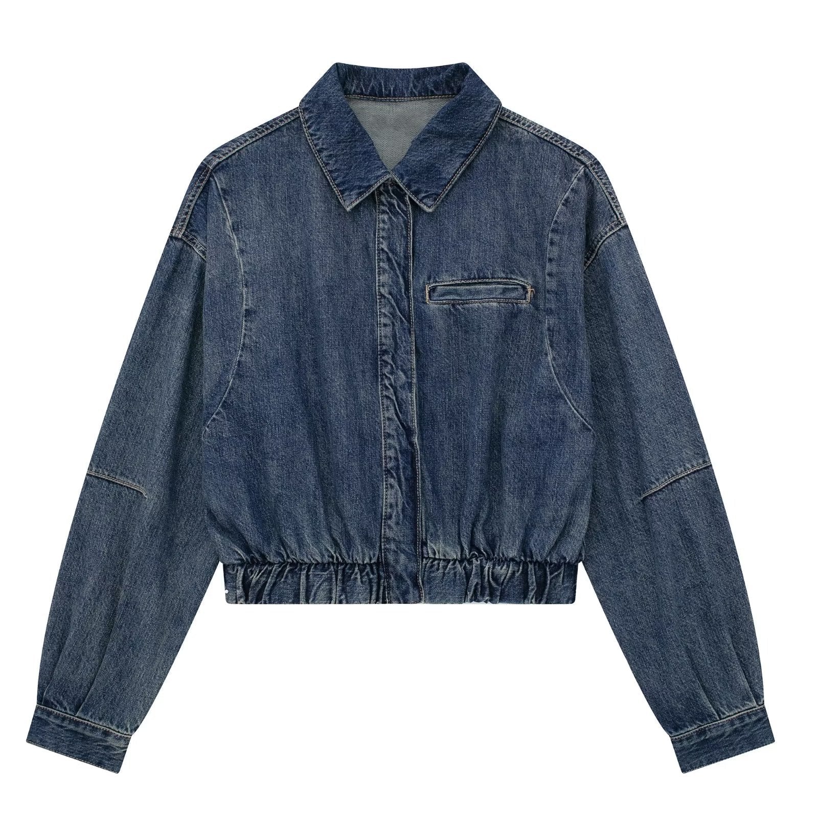 Fall Women Clothing Denim Bomber Jacket – Stylish Outerwear for Autumn