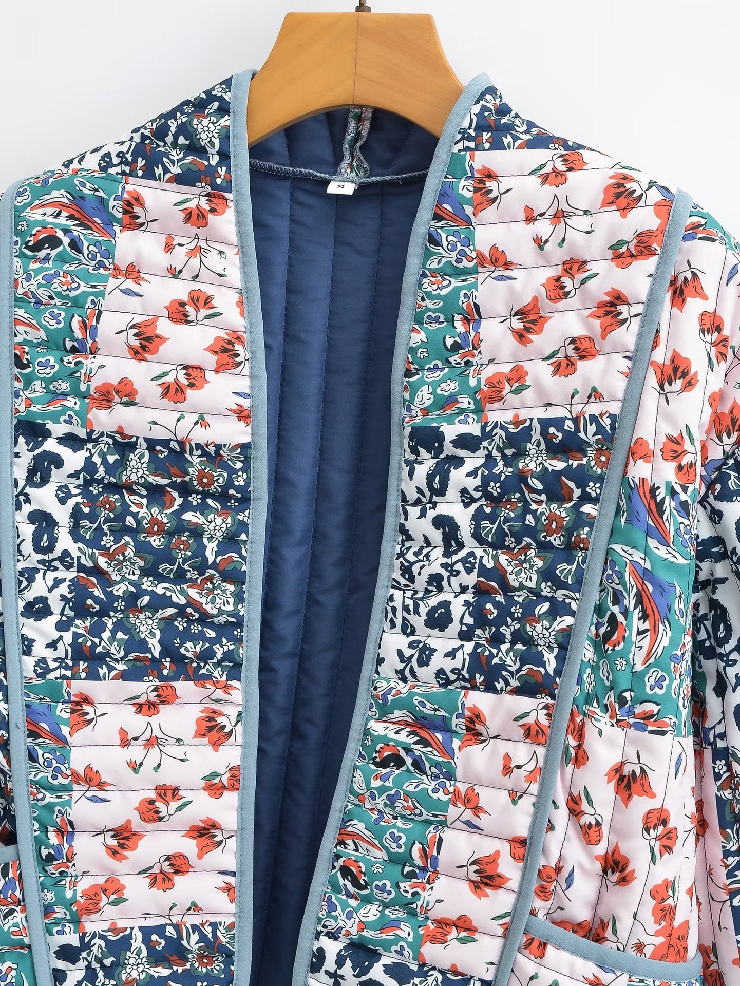 Floral Patchwork Print Drop Shoulder Jacket