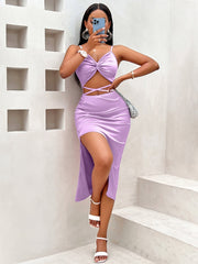 Summer Women Wear Sexy Twisted Strap Satin Dress