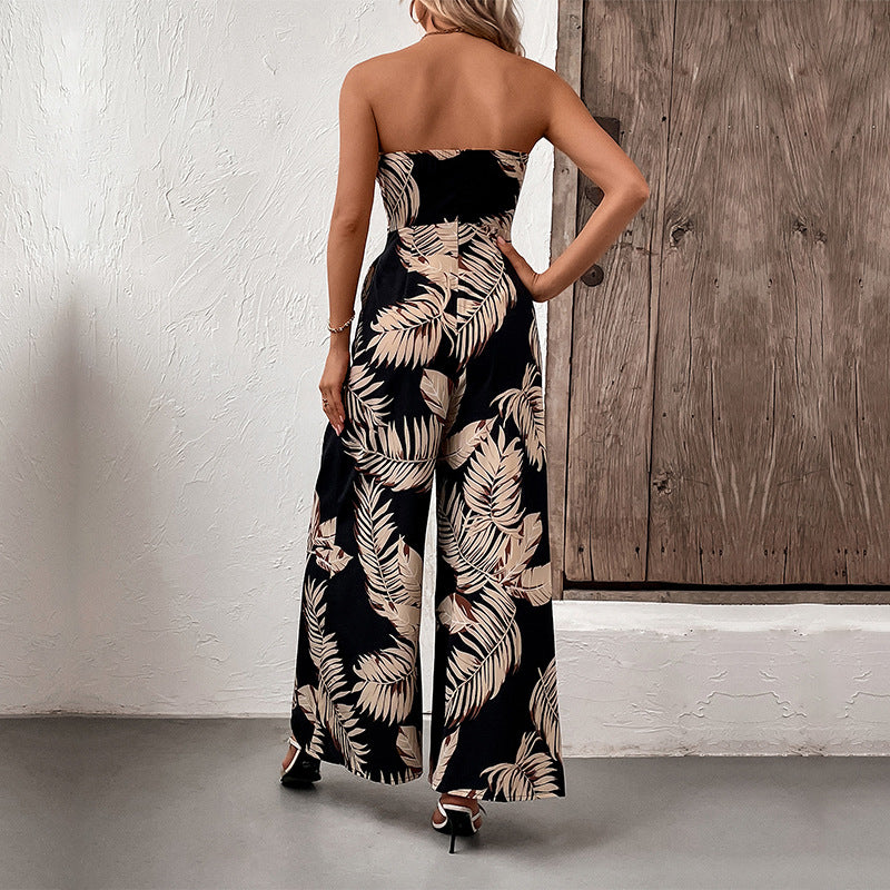 Summer Women Clothing Printing Tube Top Jumpsuit