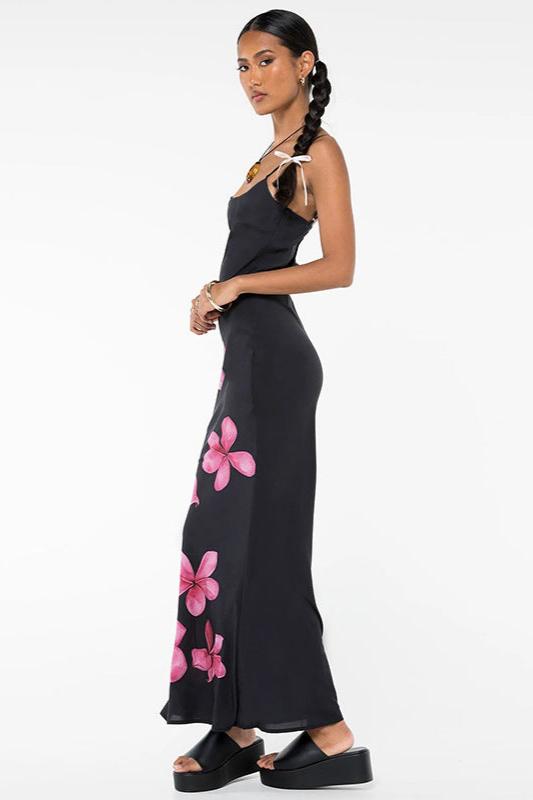 Tropical Bliss - Floral Print Maxi Slip Dress