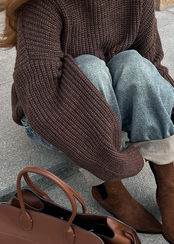 Cozy Chocolate Knit Pullover