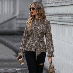 Autumn Women Clothing Long Sleeve Slim Fit Leopard Print Shirt Women