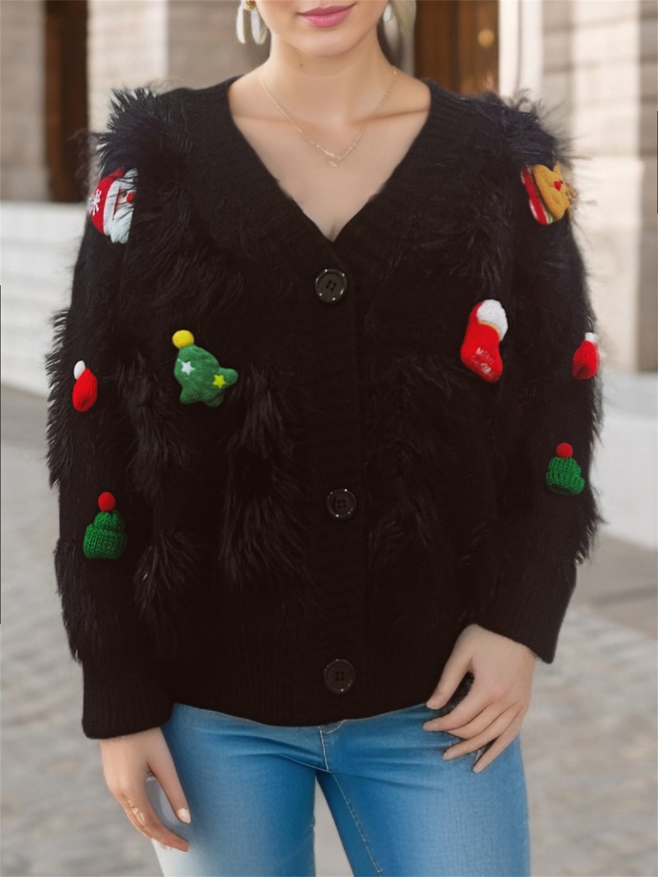 Christmas Elements Fluffy Knit Cardigan