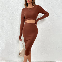 Knitted Sexy Waist Hollow Out Cutout Sheath Dress – Thin Design