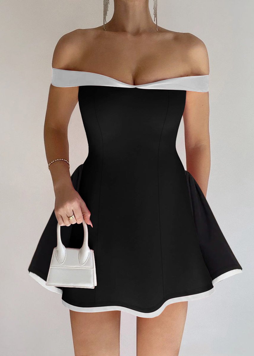 Classic Off-Shoulder Black Mini Dress