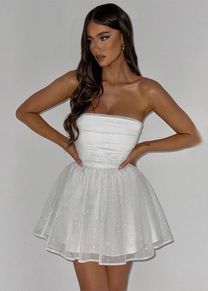 Glitter Bow-Tie Strapless Dress