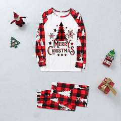 Red Plaid Christmas Tree Pattern Family Matching Pajamas Sets