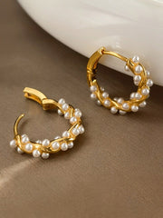 French Simple Pearl Twist Design Vintage Earrings