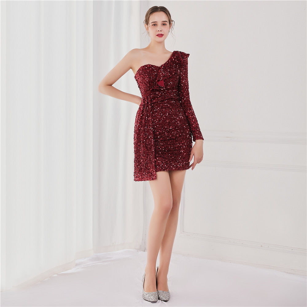 Sequin Sheath Sexy Dress Car Model Room Show Host Performance Dress – Sparkle in Style!