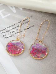 Boho Preserved Flower Resin Embossed Earrings