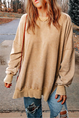 Autumn Winter Women Solid Color round Neck Long Sleeve Casual Top for Women