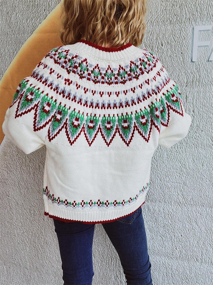 Ethnic Style Geometric Pattern Knitted Cardigan