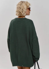 Forest Green Oversized Sweater - Casual Elegance