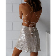 Sexy Backless Sequin Slip Dress – Nightclub Party Dress