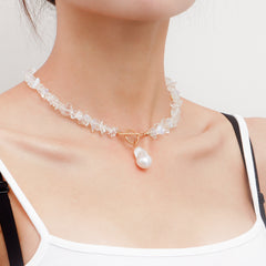 Statement Coral Chip & Pearl Necklace