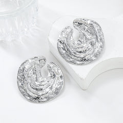 U-Shaped Irregular Surfaces Round Stud Earrings