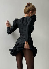 Dramatic Elegance Puff-Sleeve Mini Dress