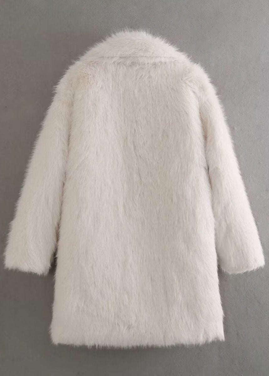 Ivory Plush Faux Fur Coat