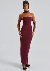 Scarlet Elegance Maxi Dress