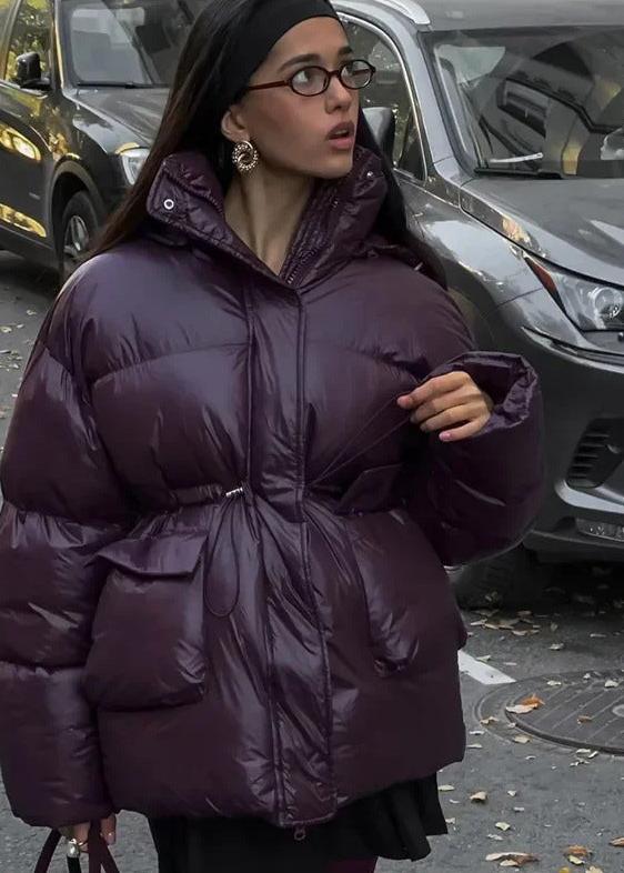 Plum Gloss Oversized Puffer Jacket