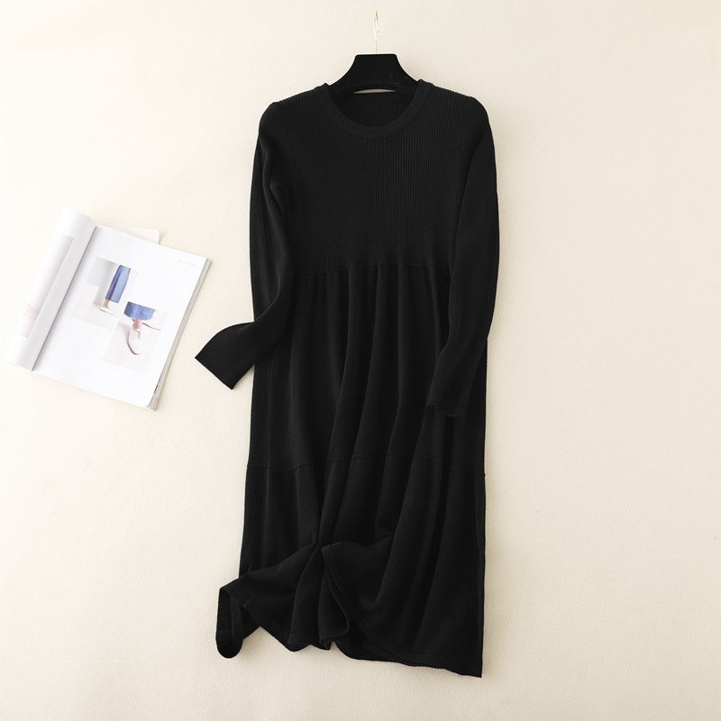 Mid Length Sweater Dress Over The Knee Women Autumn Winter Base Ride Loose Oversized Knit Dress Long Dress