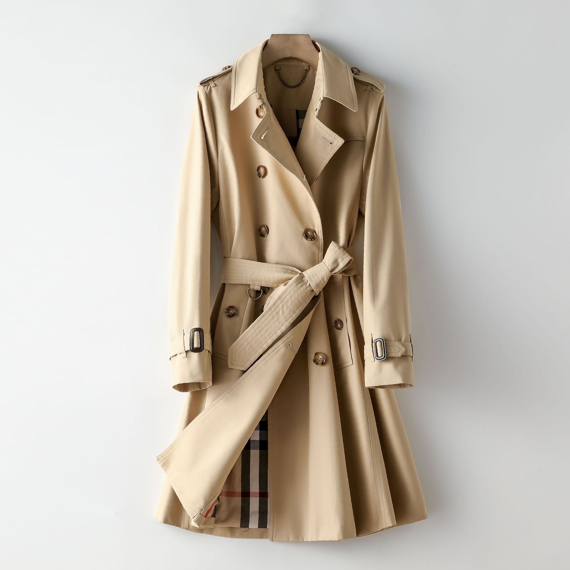 Element Trench Coat Women Long Commuting Elegant All Matching British Spring Autumn Coat Women