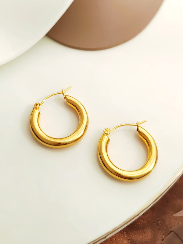 Retro Plain Hoop Earrings Personalized Metal Texture Earrings