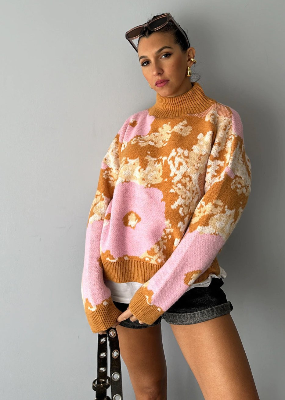 Oversized Floral Knit Sweater