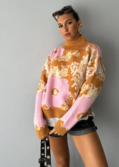 Oversized Floral Knit Sweater