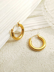 Retro Plain Hoop Earrings Personalized Metal Texture Earrings