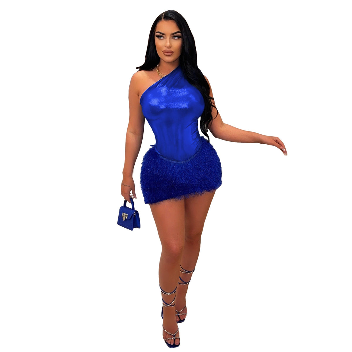 Women’s Glossy Sexy Skirt Set Jumpsuit – Two Piece Set for a Stylish Look