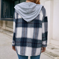 Plaid Hooded Casual Shacket: Loose-Fit Jacket for Stylish Outerwear